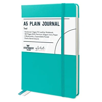 Immagine di STATIONERY ISLAND Taccuino Sfoderato A5, Semplice con Copertina Rigida Carta Spessa Premium da 120 gsm, Bianco