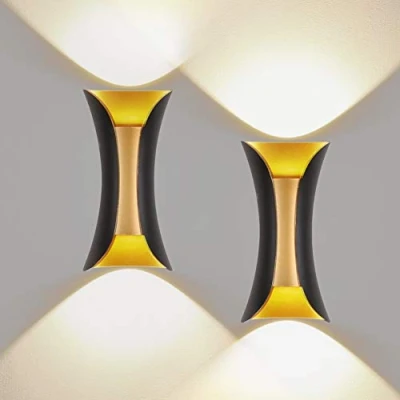 Immagine di Klighten Applique da Parete LED, 2Pezzi Moderna 10W Lampada Interno 3000K su e giù per Soggiorno, Camera Letto, Corridoio (Nero)