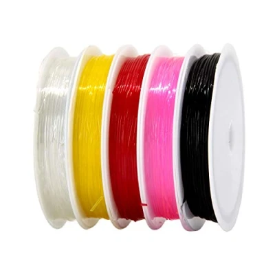 Immagine di TRIXES Confezione da 5 Filo Elastico Colori Assortiti, Perle Gioielli bracciali 8 Metri 1 mm