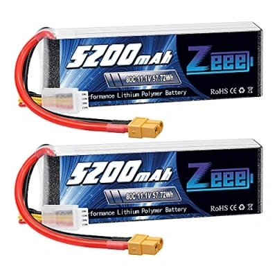 Immagine di Zeee 3S Lipo Batteria 11,1V 80C 5200mAh RC con Connectore XT60 Spina per FPV Racing UAV Drone Evader BX Veicolo Auto LKW Truggy Nave Modells Hobby (2 pezzi)
