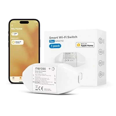 Immagine di Meross Interruttore Con HomeKit Intelligente, Smart Switch WiFi Universale, Funzione Timer, Telecomando e Vocale, Funzionale alla Domotica, Compatibile HomeKit, Alexa, Google Home