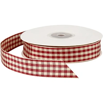 Immagine di Creativ Nastro a quadri, larghezza: 20 mm, rosso antico/bianco, 25 m