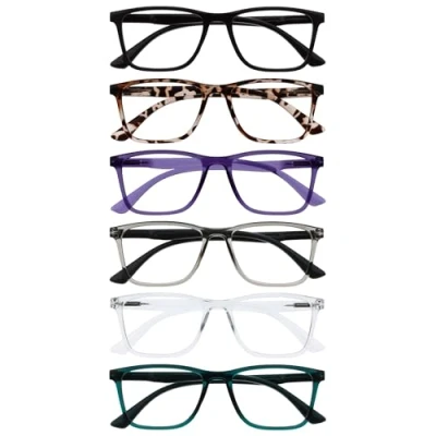 Immagine di OPULIZE NYX Blue Light Blocking Reading Glasses Anti Glare Computer Gaming 6 Pack UV and Eyestrain Protection Rectangular Frame Black Brown Purple Grey Clear Turquoise Men Women + 3.00