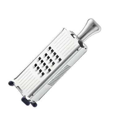 Immagine di RÖSLE Grattugia Multifunzione, per Un Utilizzo Universale, Grattugiare Verdure, 3 Superfici di Grattugia, con Piedini in Silicone, Acciaio Inox 18/10, Inclusa Custodia Protettiva