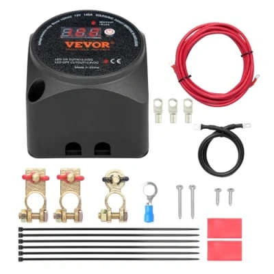 Immagine di VEVOR Kit Isolatore Doppia Batteria, 12 V 140 A, Manuale e Automatica Relè Sensibile alla Tensione VSR con Schermo LCD, Batteria per ATV UTV RV Camper Fuoristrada Caravan Camion Barca Yacht