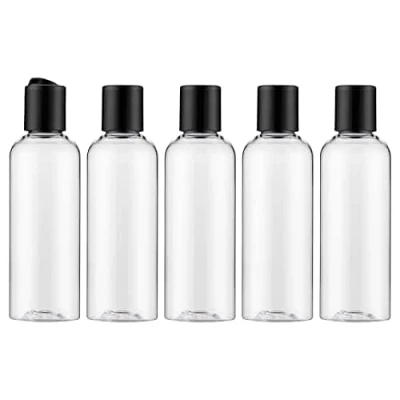 Immagine di Livfa Bottiglie Vuote da 100ml con Tappo Flip, Bottiglia Viaggio a Disco (5 Pezzi), Contenitore di Plastica Vuoto per Cosmetici