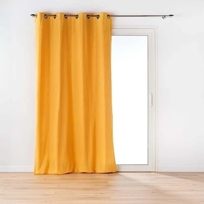 Immagine di Douceur d&#039;Intérieur Twily Tenda con Occhielli, 135 x 260 cm, Giallo, Cotone e Poliestere Riciclato