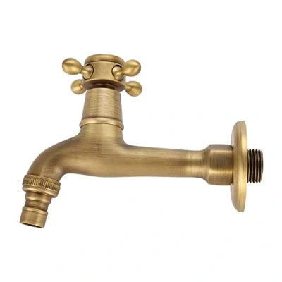 Immagine di Rubinetto per Lavabo a Muro Controllo Dell&#039;Acqua Fredda/Calda Classico Europeo Acqua Monocomando in Ottone Massiccio Anticato con Rubinetteria (#1)