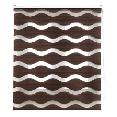 Immagine di Blindecor Lira Onde Tenda a Rullo con Doppio Strato Notte e Giorno, 140 x 180 cm (Larghezza Lunghezza), Marrone