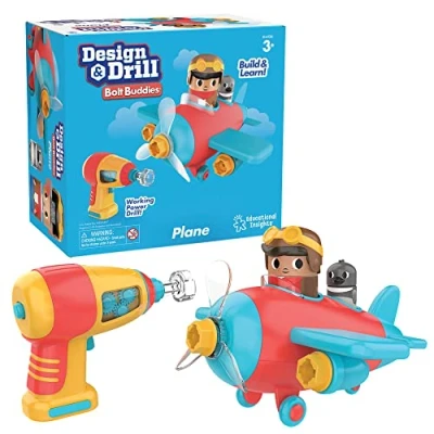 Immagine di Learning Resources Tinta Unita Aereo Bolt Buddies Design &amp; Drill, Set Aeroplano e Pilota, Gioco scientifico STEM, Regalo per Bambini, età 3 4 5 Anni Oltre, Multicolore, Medium, EI 4136