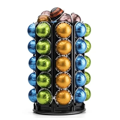 Immagine di Bagoo, Supporto per cialde Nespresso Vertuoline, rotazione di 360 gradi, con supplemento centrale addizionale, contiene più 40 capsule