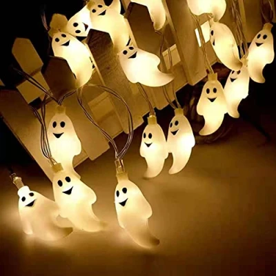 Immagine di Luci della Festa di HalloweenFantasmi, 1.5M 10 LED Stringa con Decorazioni Fantasma,Fantasma per Halloween Funziona a Batteria, Giardino, Interni, Portico, Esterna