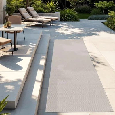 Immagine di TT Home Tappeto per Esterni Cucina Balcone Terrazza Design Moderno Monocolore, Colore:Ivory, Dimensione:80x150 cm