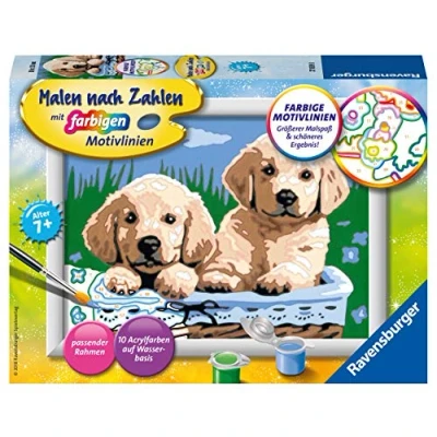 Immagine di Ravensburger Malen nach Zahlen Cuccioli di Cane Carino, Multicolore, 24 x 18 4,5 cm, 27839