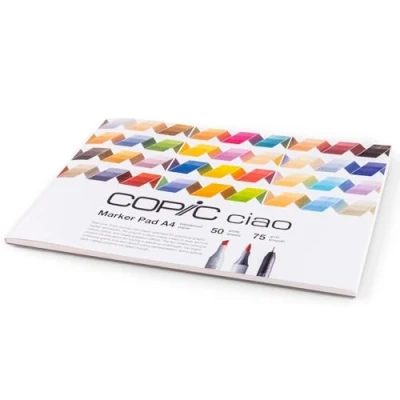 Immagine di COPIC Ciao Marker Pad, 50 fogli di carta per pennarelli, formato DIN A4, 75 g/m², bianco ultra bianco, senza acidi, cloro