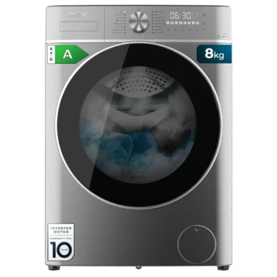 Immagine di Cecotec Lavatrice 8Kg di Carico Frontale Bolero DressCode 8800 inverter Steel A. 1400rpm, 2000W, 16 programmi, motore Plus, basso consumo, SteamMax, ricarica automatica e display touch XXL