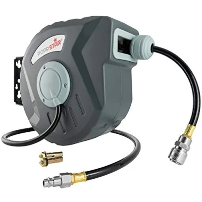 Immagine di Poppstar avvolgitubo ad aria compressa (tubo: 10m + 1m, diametro interno 5/16&quot;(8x12mm), 3/8&quot;BSPT), arrotolatore con riavvolgimento automatico per tubi d&#039;aria