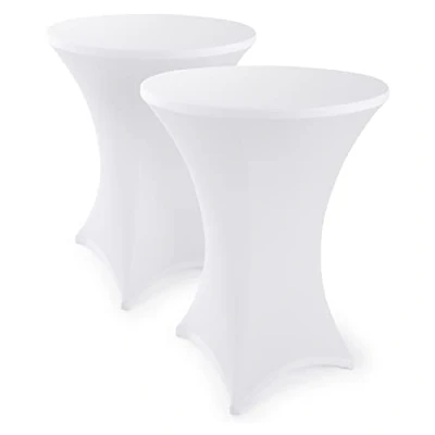 Immagine di Blumtal Copritavolo da bar elastico senza bisogno di essere stirato certificato OEKO TEX per tavoli Ø 80 85 cm, Bianco, Set 2