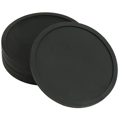 Immagine di H&amp;S Sottobicchieri in Silicone Rotondi Sottobicchiere e Sotto Tazza per Caffè, Birra, Piante, Bottiglie di Vino 6 Bicchieri Porta Tazzine Colore Nero