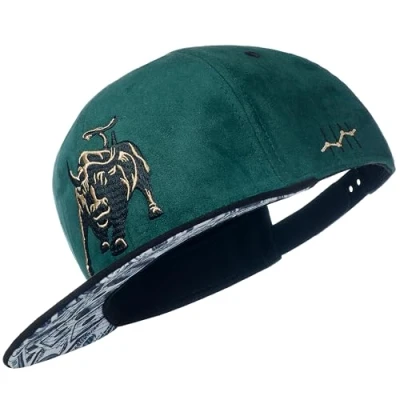 Immagine di Cadency® Cappello Uomo con Visiera, Snapback, Charging Bull, Unisex, Misura Regolabile, Colore: Verde Scuro
