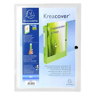 Immagine di Exacompta Kreacover PP Press Box di filettatura, A4, 40mm Spine Clear