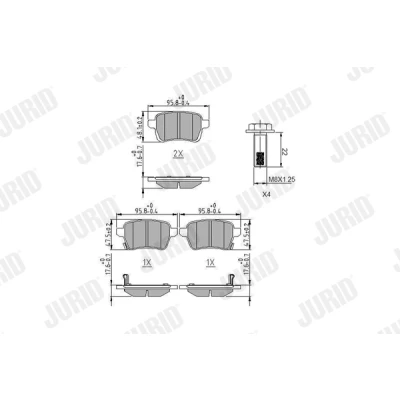 Immagine di JURID 573689J Kit pastiglie freno con segnalatore acustico usura accessori FIAT: 500L, Tipo Station Wagon, Hatchback, OPEL: Corsa E Hatchback