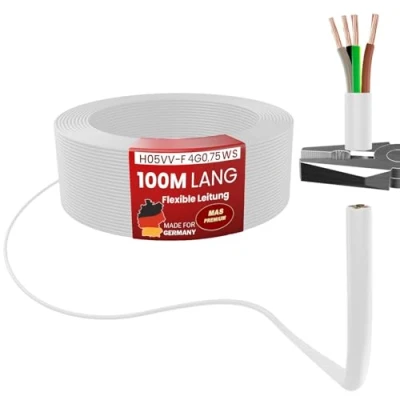 Immagine di Cavo flessibile in plastica, da 5 a 100 m, H05VV F 4G0,75, bianco, m