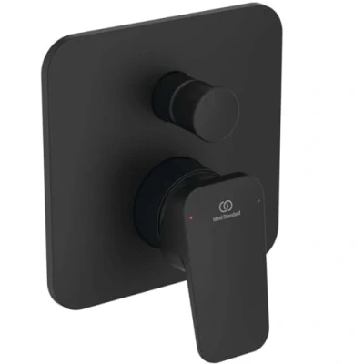 Immagine di Ideal Standard Ceraplan, Miscelatore monocomando ad incasso completo per doccia, Due vie, Nero seta
