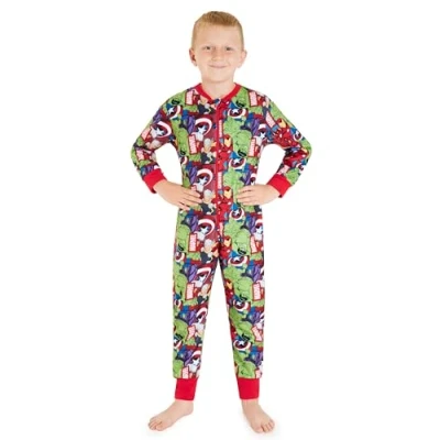 Immagine di Marvel Pigiama Intero Bambino Pigiamone in Pile Caldo 3 10 Anni Pigiami Interi Bambini Spiderman Idea Regalo (Multi Avengers, 7 8 Anni)