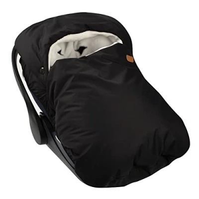 Immagine di BÉABA, Coprigambe accogliente per seggiolino auto, compatibile con tutti i seggiolini auto del Gruppo 0, 0 12 mesi,impermeabile,antivento,TOG 6,doppio pile,passaggio imbracatura a 3 e 5 punti,nero