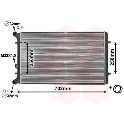 Immagine di VAN WEZEL 03002155 Radiatore motore Alluminio 650 415 34 *** IR PLUS con accessori Alette di raffreddamento montate meccanicamente mister auto,