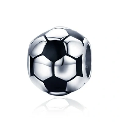 Immagine di Ciondolo a forma di palla da pallavolo, compatibile con braccialetti Pandora, in argento Sterling 925 Calcio
