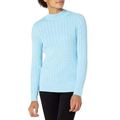Immagine di Amazon Essentials Maglione a Lupetto Coste Maniche Lunghe Leggero vestibilità Classica Donna, Azzurro, XL