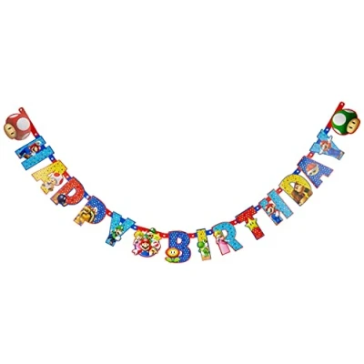 Immagine di Amscan Festone Snodabile Happy Birthday Personalizzabile 190 X 18 Cm Supermario, Multicolore, 7AM9901542