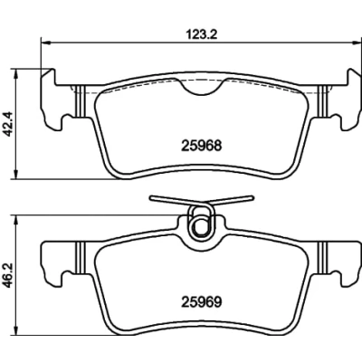 Immagine di HELLA 8DB 355 021 701 Kit pastiglie freno Non predisposto per contatto segnalazione usura PEUGEOT: 308 II Hatchback, SW 2, Van / Hatchback