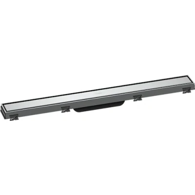Immagine di hansgrohe RainDrain Match set di canalina doccia con cornice ad altezza regolabile, canale drenaggio 700 mm, scarico a pavimento, cromo