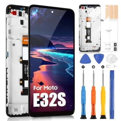 Immagine di Display LCD per Motorola Moto E32s XT2229 XT 2229 Schermo 6,5&quot; Digitizer Touch Screen Assembly con Riparazione Kit (Nero Cornice)