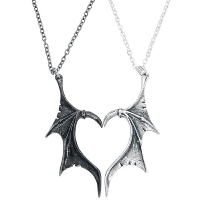 Immagine di Alchemy Gothic Demon Wings Sweetheart Unisex Collana Nero/Argento Peltro