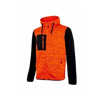 Immagine di U Power Rainbow, Felpa Full Zip, Con Tasche Ampie, Morbido Pile, Tessuto Cotone Stretch, Collo Alto, Cappuccio Regolabile, Abbigliamento Invernale Confortevole (ORANGE FLUO L)