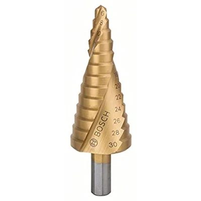 Immagine di Bosch Accessories 2608587430 HSS Punta a gradini 6 30 mm TiN Lunghezza totale 93.5 Alberino 3 facce 1 pz.