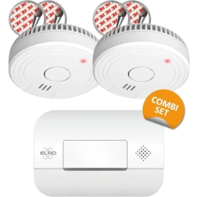 Immagine di Elro FF1840 Set di protezione Antincendio Rivelatore Fumo con attacco magnetico 5 anni batteria e Monossido Carbonio 10 sensore
