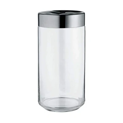 Immagine di Alessi Julieta LC10 Barattolo Ermetico da Cucina di Design, Corpo in Vetro con Coperchio Acciaio Inossidabile 18/10, 150 cl