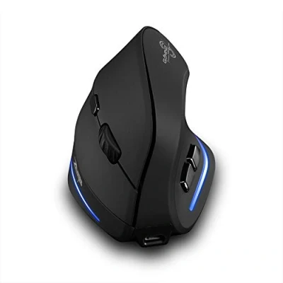 Immagine di Zelotes Mouse Wireless Ricaricabili,2400DPI Verticale Wireless,6 Pulsanti Senza Fili,USB Ergonomico per PC, Mac,Nero