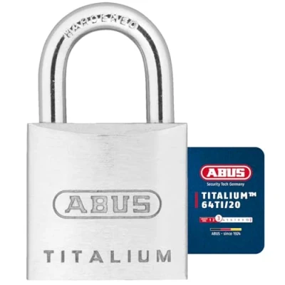 Immagine di ABUS Lucchetto Titalium 64TI/20 set di 2, con chiave uguale corpo serratura in alluminio speciale grillo acciaio temprato Livello sicurezza 3 argento