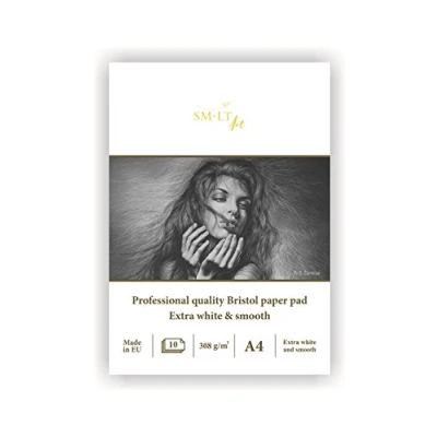 Immagine di smlt PS 10 (308)/Pro Line A4 Bristol Blocco di carta per professionale, 308 GSM, particolarmente Bianco e liscio, fogli in