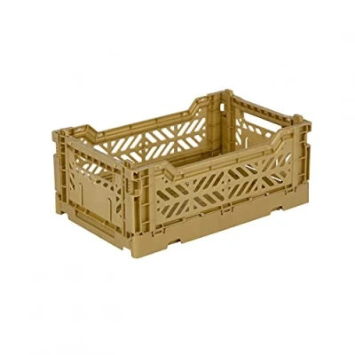 Immagine di Ay Kasa Cassetta pieghevole, stabile in plastica, impilabile, oro, mini (27 x 17 11 cm)