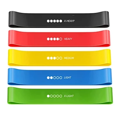 Immagine di FITNESS Elastici, [Set di 5] Banda Elastica Fasce Elastiche Resistenza Lattice con Borsa per Il Trasporto Crossfit, Yoga, Pilates