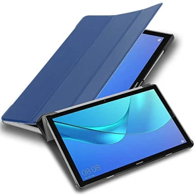 Immagine di Cadorabo Custodia Tablet per Huawei MediaPad M5 Lite 10 (10.1&quot; Zoll) in BLU SCURO JERSEY Copertura Protettiva Molto Sottile di Similpelle Stile Libro CON Auto Wake Up e Funzione Stand