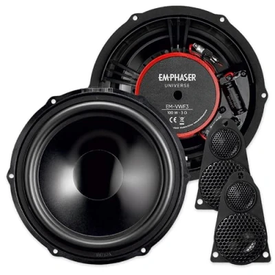 Immagine di EMPHASER EM VWF3 Plug &amp; Play 3 vie 20 cm/8&quot; Componenti System, compatibile con VW T5 furgoni, camper, altoparlante da incasso per porte/cruscotto, 100 W RMS