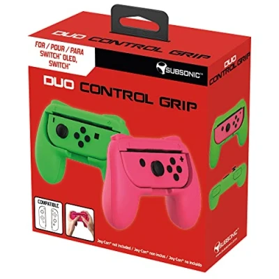 Immagine di Subsonic impugnature grip per controller Joy Cons Nintendo Switch Confezione da 2 comfort verdi e rosa